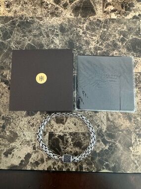 John Hardy Two-Tone Braided Silver Bracelet with Black Accents